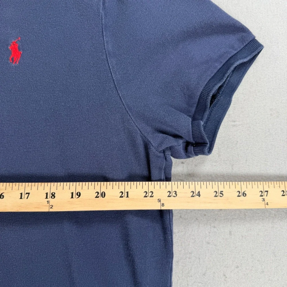 Polo Ralph Lauren Mens XXL Custom Slim Fit Polo Shirt Navy Blue Red Pony Logo